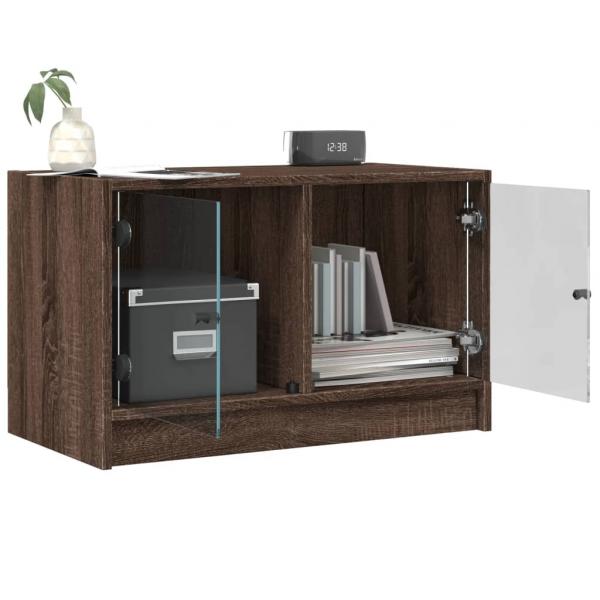 TV-Schrank mit Glastüren Braun Eichen-Optik 68x37x42 cm