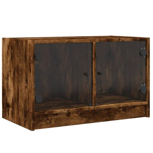 TV-Schrank mit Glastüren Räuchereiche 68x37x42 cm