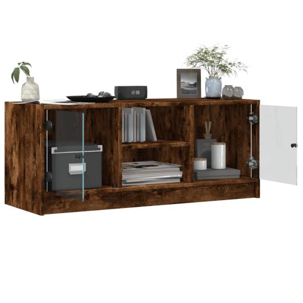 TV-Schrank mit Glastüren Räuchereiche 102x37x42 cm