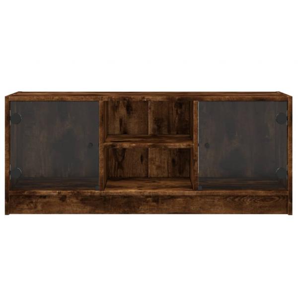 TV-Schrank mit Glastüren Räuchereiche 102x37x42 cm