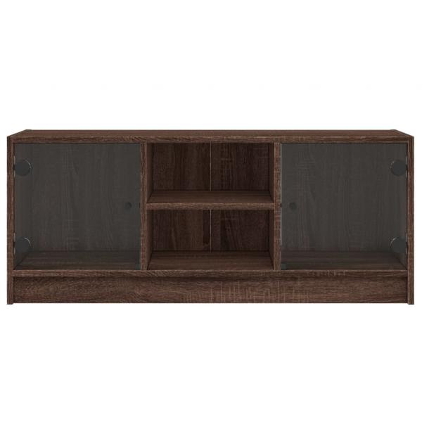 TV-Schrank mit Glastüren Braun Eichen-Optik 102x37x42 cm