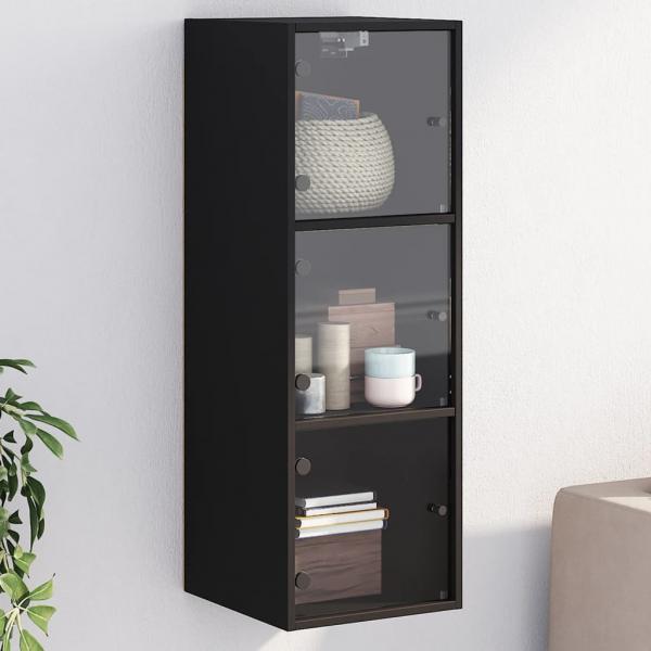 ARDEBO.de - Wandschrank mit Glastüren Schwarz 35x37x100 cm