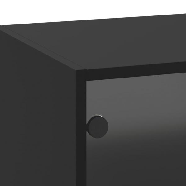 Wandschrank mit Glastüren Schwarz 35x37x100 cm