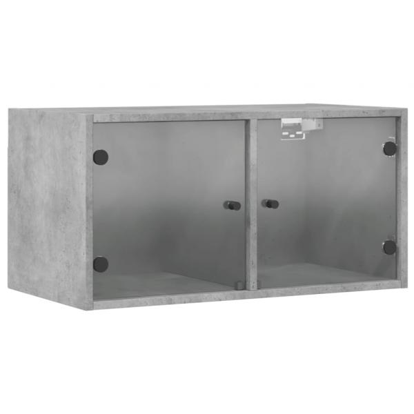 Wandschrank mit Glastüren Betongrau 68,5x37x35 cm