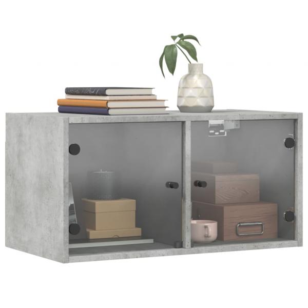 Wandschrank mit Glastüren Betongrau 68,5x37x35 cm