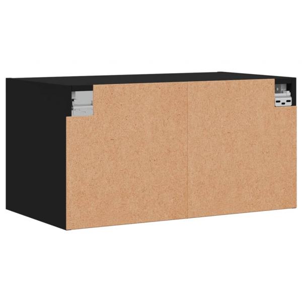 Wandschrank mit Glastüren Schwarz 68,5x37x35 cm