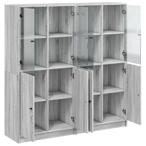 Bücherschrank mit Türen Grau Sonoma 136x37x142 cm Holzwerkstoff