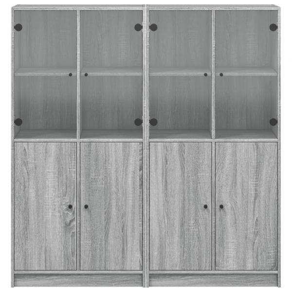 Bücherschrank mit Türen Grau Sonoma 136x37x142 cm Holzwerkstoff