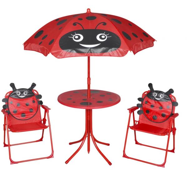 ARDEBO.de - 3-tlg. Garten-Bistro-Set für Kinder mit Sonnenschirm Rot