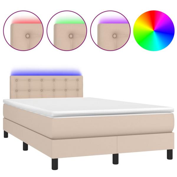 Boxspringbett mit Matratze & LED Cappuccino-Braun 120x190 cm