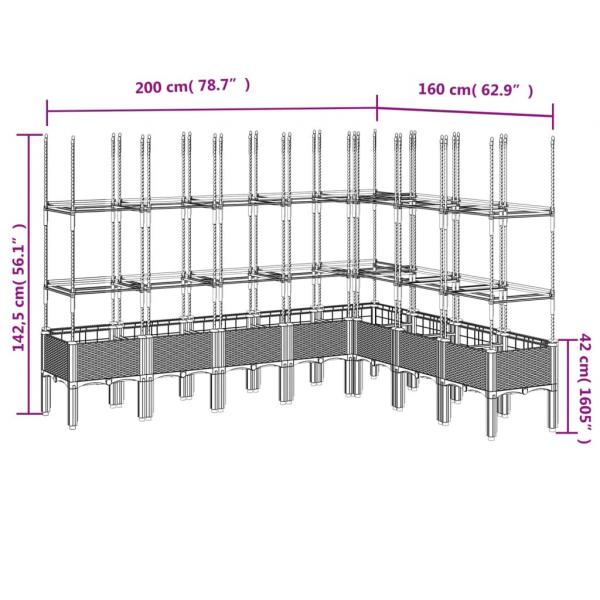 Pflanzkübel mit Rankgitter Weiß 200x160x142,5 cm PP