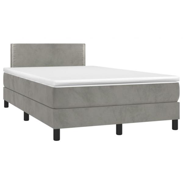 Boxspringbett mit Matratze Hellgrau 120x190 cm Samt