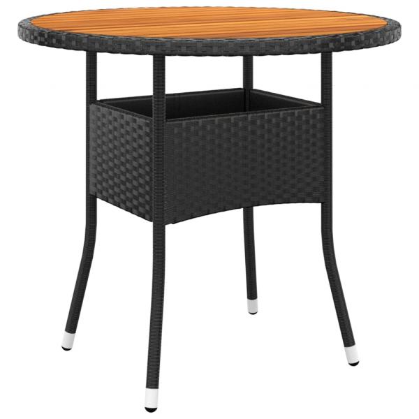 5-tlg. Bistro-Set Poly-Rattan und Massivholz Schwarz