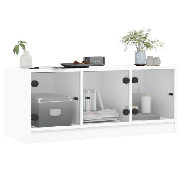 TV-Schrank mit Glastüren Weiß 102x37x42 cm