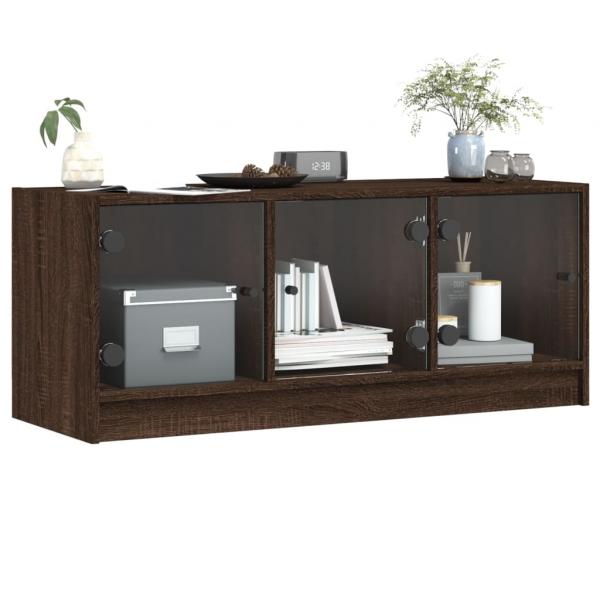 TV-Schrank mit Glastüren Braun Eichen-Optik 102x37x42 cm