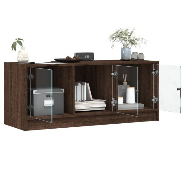 TV-Schrank mit Glastüren Braun Eichen-Optik 102x37x42 cm