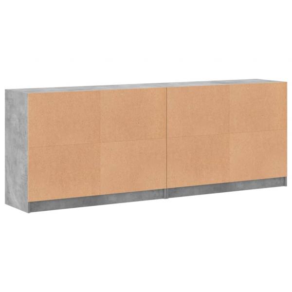 Bücherschrank mit Türen Betongrau 204x37x75 cm Holzwerkstoff