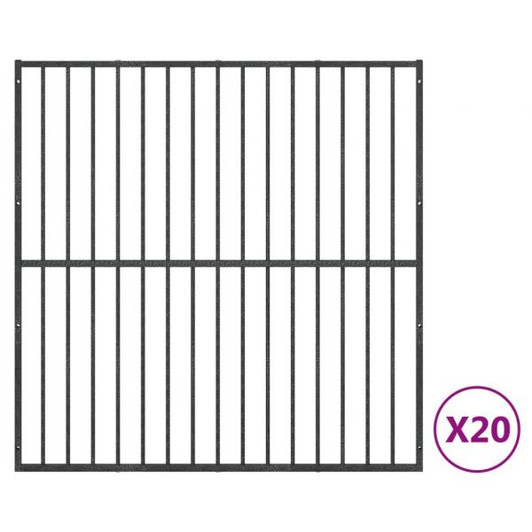 Hundelaufstall 20-tlg. Schwarz Verzinkter Stahl