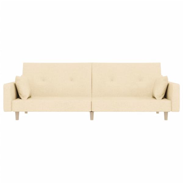 Schlafsofa 2-Sitzer mit 2 Kissen Creme Stoff