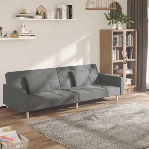 ARDEBO.de - Schlafsofa 2-Sitzer mit 2 Kissen Hellgrau Stoff