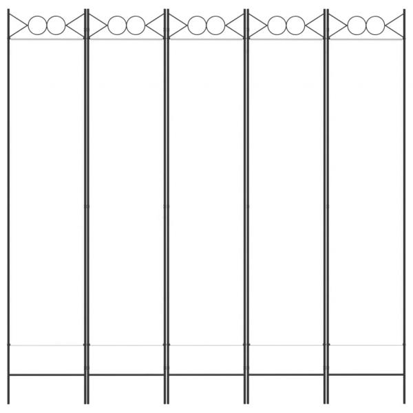 5-tlg. Paravent Weiß 200x200 cm Stoff