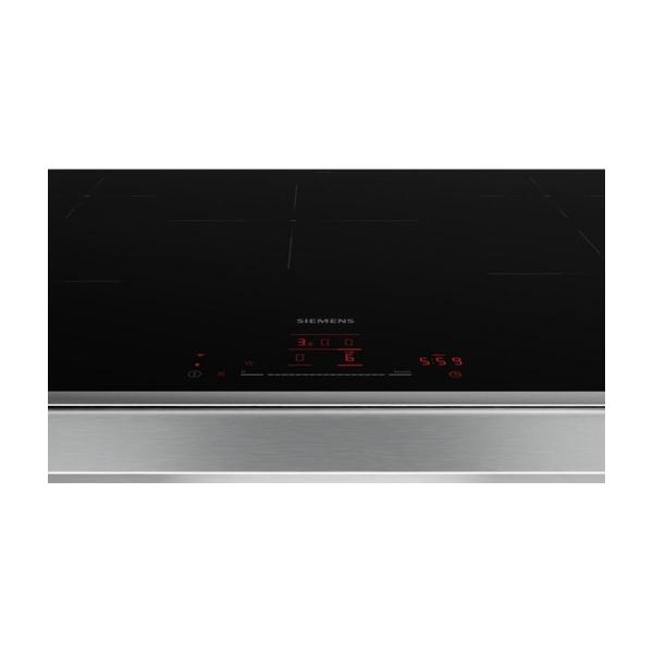 Siemens EH845HVB1E iQ100 Autarkes Indukltionskochfeld, Glaskeramik, 80 cm breit, TouchControl, 17 Leistungsstufen, Boosterfunktion, Home Connect, Kindersicherung, Edelstahlrahmen, schwarz