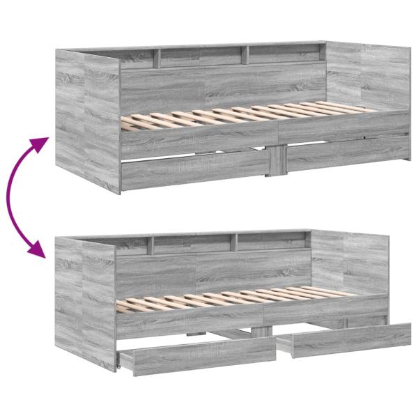 Tagesbett mit Schubladen Grau Sonoma 90x190 cm Holzwerkstoff