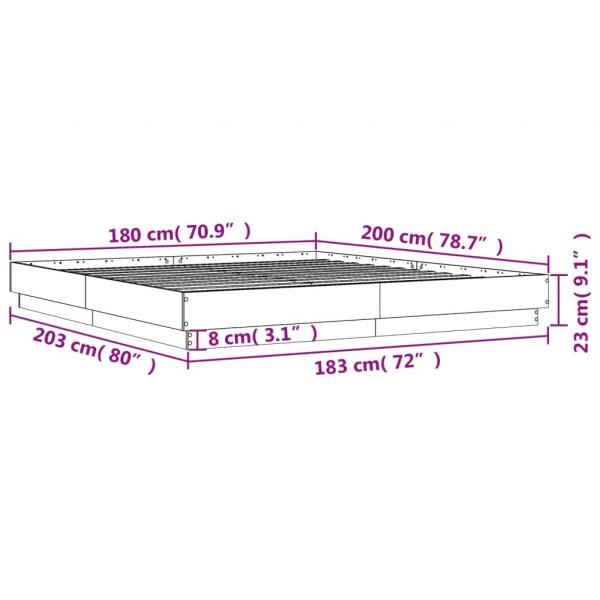 Bettgestell Grau Sonoma 180x200 cm Holzwerkstoff