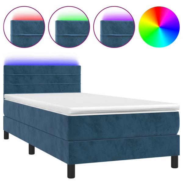 Boxspringbett mit Matratze & LED Dunkelblau 80x200 cm Samt