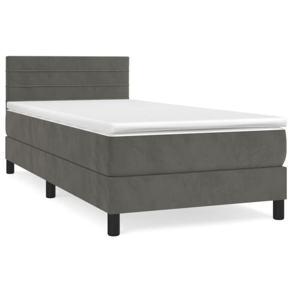 Boxspringbett mit Matratze Dunkelgrau 100x200 cm Samt