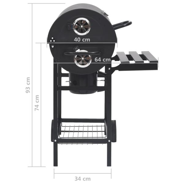 Grillwagen mit Rädern und Ablagen Schwarz Stahl 115x85x95 cm