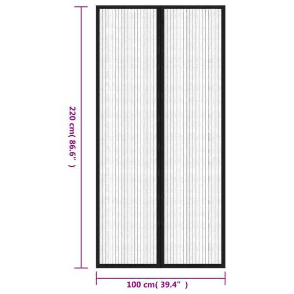 Fliegengitter-Türvorhänge 2 Stk. Magnet Schwarz 220x100 cm