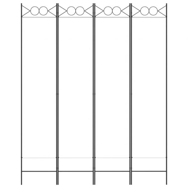 4-tlg. Paravent Weiß 160x200 cm Stoff