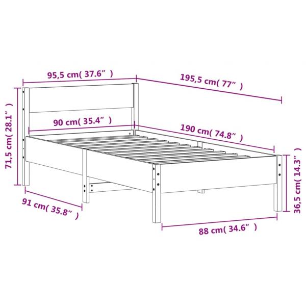 Massivholzbett ohne Matratze Weiß 90x190 cm Kiefernholz