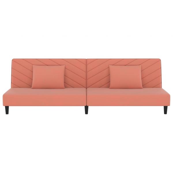 Schlafsofa 2-Sitzer mit 2 Kissen Rosa Samt