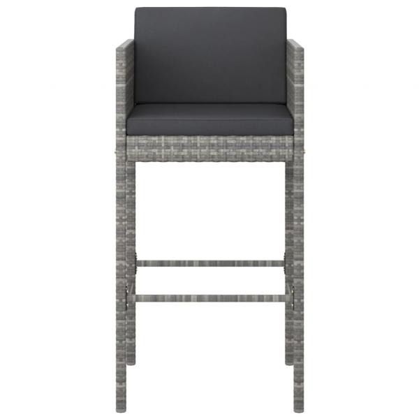 Barhocker 4 Stk. mit Kissen Grau Poly Rattan