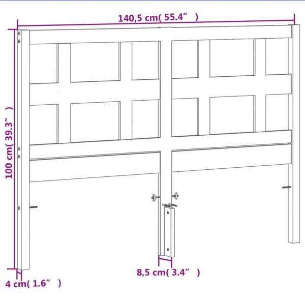 Kopfteil Wachsbraun 135 cm Massivholz Kiefer