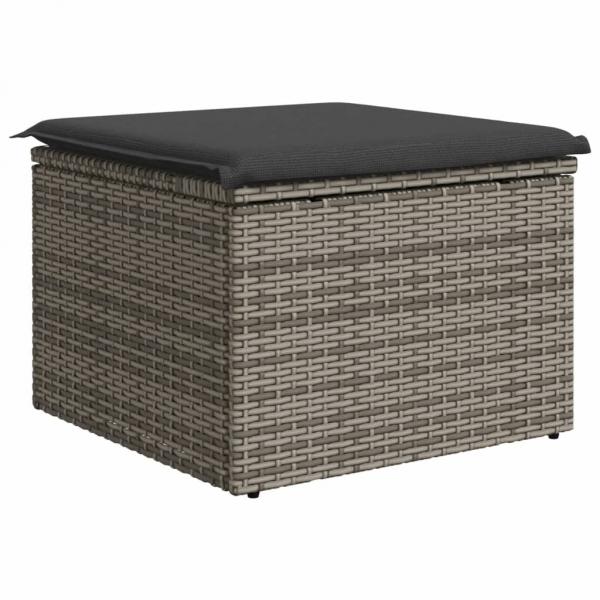 Gartenhocker mit Kissen Grau 55x55x37 cm Poly Rattan