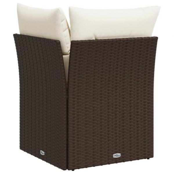 Garten-Ecksofa mit Kissen Braun Poly Rattan