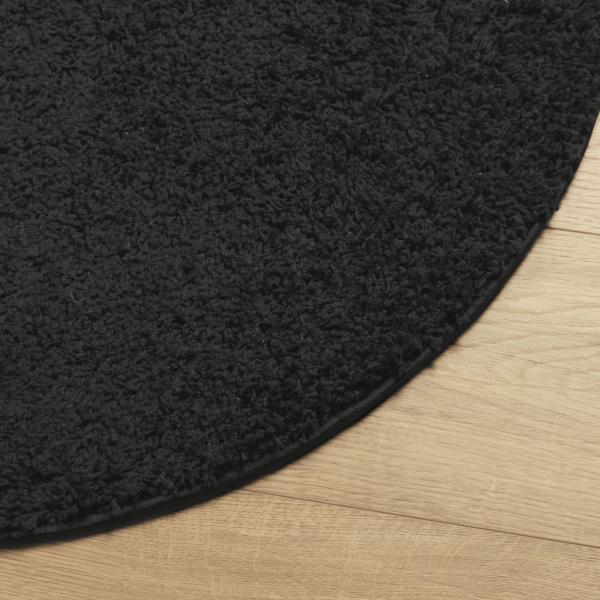 Shaggy-Teppich PAMPLONA Hochflor Modern Schwarz Ø 100 cm