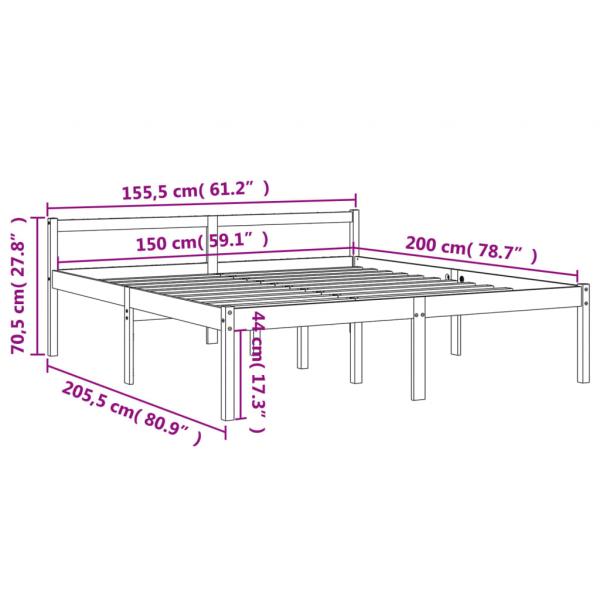 Seniorenbett Wachsbraun 150x200 cm Massivholz Kiefer