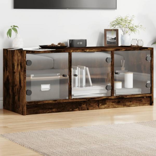 ARDEBO.de - TV-Schrank mit Glastüren Räuchereiche 102x37x42 cm