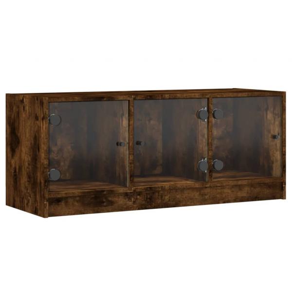 TV-Schrank mit Glastüren Räuchereiche 102x37x42 cm