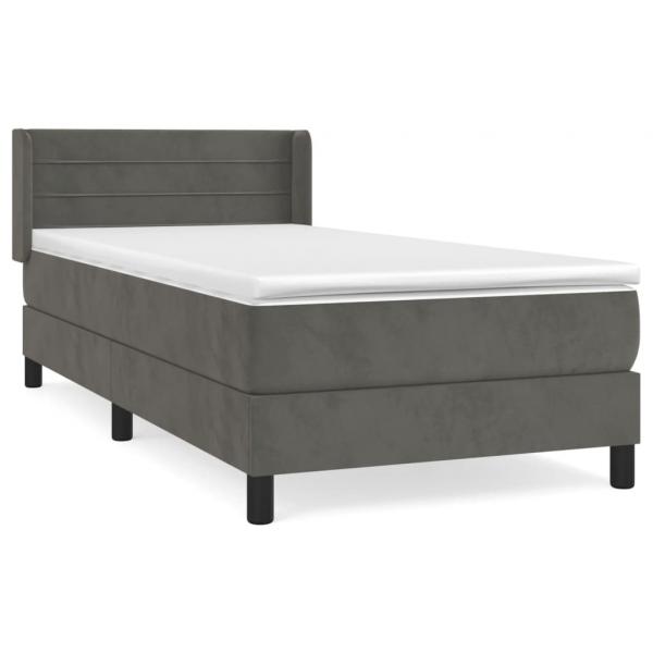 Boxspringbett mit Matratze Dunkelgrau 100x200 cm Samt