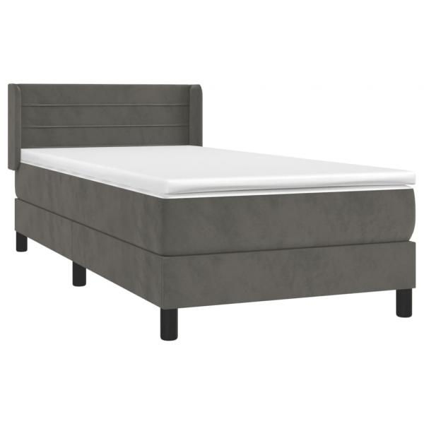 Boxspringbett mit Matratze Dunkelgrau 100x200 cm Samt