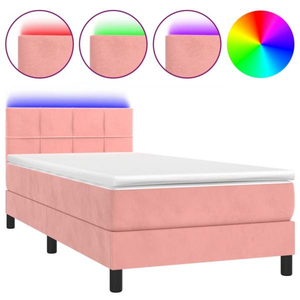 Boxspringbett mit Matratze & LED Rosa 80x200 cm Samt