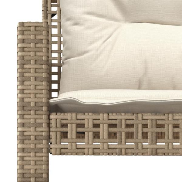 4-tlg. Garten-Sofagarnitur mit Kissen Beige Poly Rattan Glas