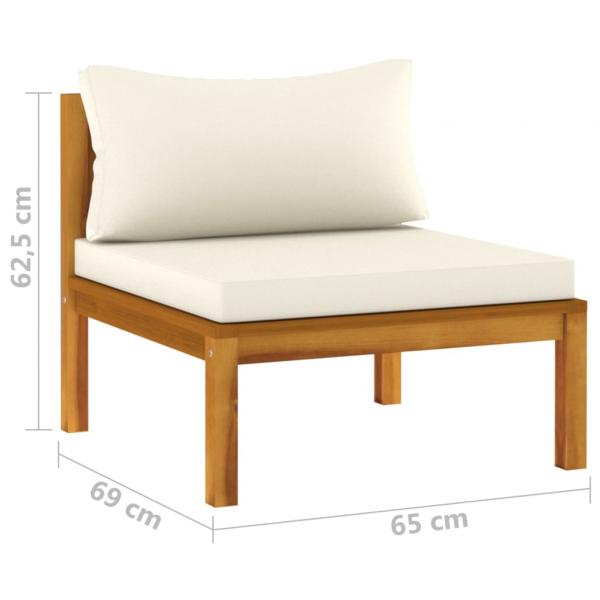 10-tlg. Garten-Lounge-Set mit Creme Kissen Massivholz Akazie