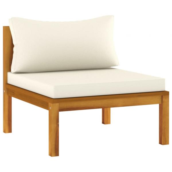 10-tlg. Garten-Lounge-Set mit Creme Kissen Massivholz Akazie