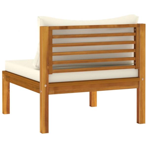 10-tlg. Garten-Lounge-Set mit Creme Kissen Massivholz Akazie